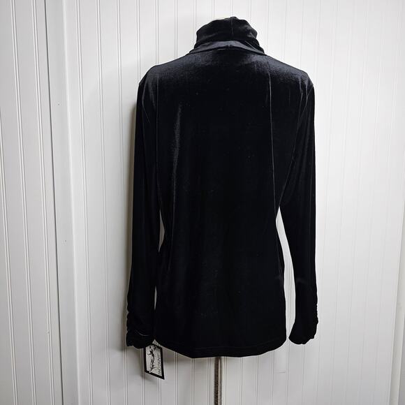 Sno Skins Women's Black Plush Velvet Turtleneck Sweater Size XL Pullover Cozy - Picture 3 of 10
